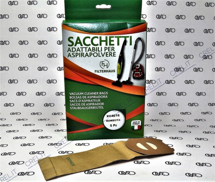 5 Sacchi Carta Per Scopa Rowenta Slim Line Rh5 Rh6